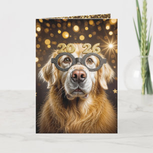 New Year 2026 Golden Retriever Humor Card