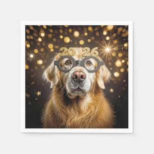 New Year 2026 Golden Retriever Humor Napkin