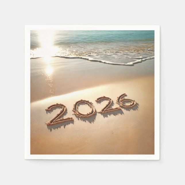 New Year 2026 In Beach Sand Napkin (Front)