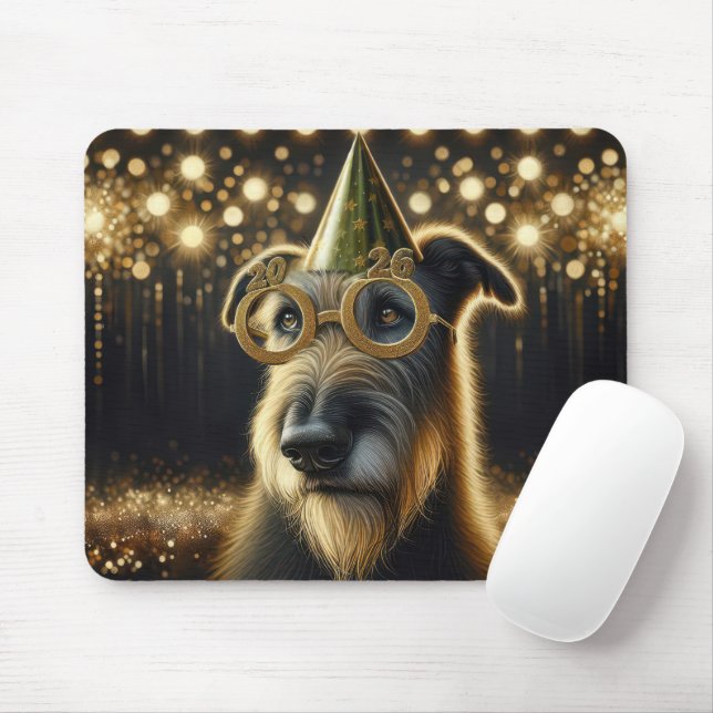 New Year 2026 Irish Wolfhound Mouse Mat (With Mouse)