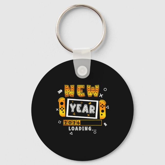 New Year 2026 Loading Video Gamers New Years Eve P Key Ring (Front)