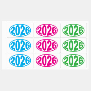 New Year 2026 Oval Sticker