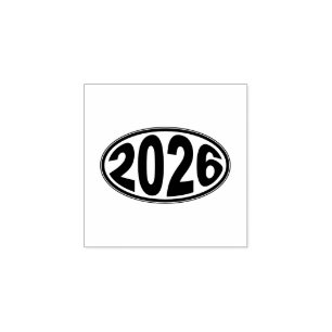 New Year 2026 Oval Sticker Rubber Stamp