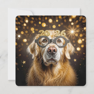 New Year 2026  Party Golden Retriever Humor Invitation