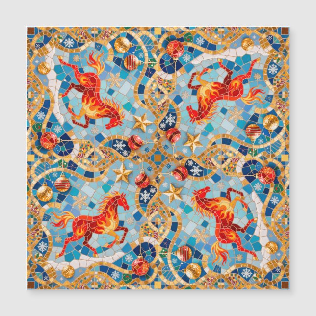 New Year 2026 Red Fiery Horse Christmas Pattern (Front)