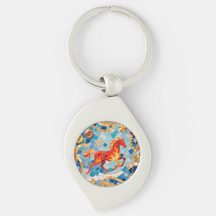 New Year 2026 Red Fiery Horse Christmas Pattern Key Ring
