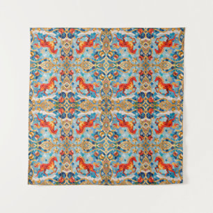 New Year 2026 Red Fiery Horse Christmas Pattern Tapestry