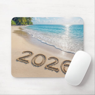 New Year 2026 Text On a Tropical Beach Mouse Mat