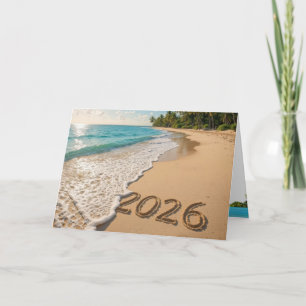 New Year 2026 Tropical Beach Card