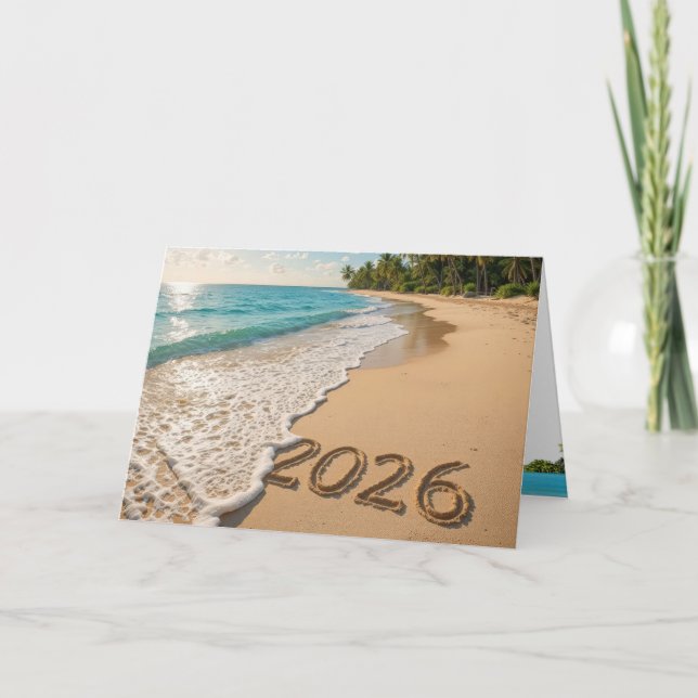 New Year 2026 Tropical Beach Card (Front)