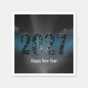 New Year 2027 Fireworks with Clouds Napkin