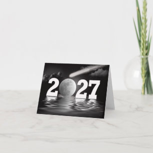 New Year 2027 Full Moon Business Thank You  Card