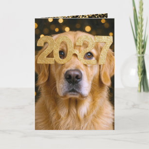 New Year 2027 Golden Retriever Humour Card