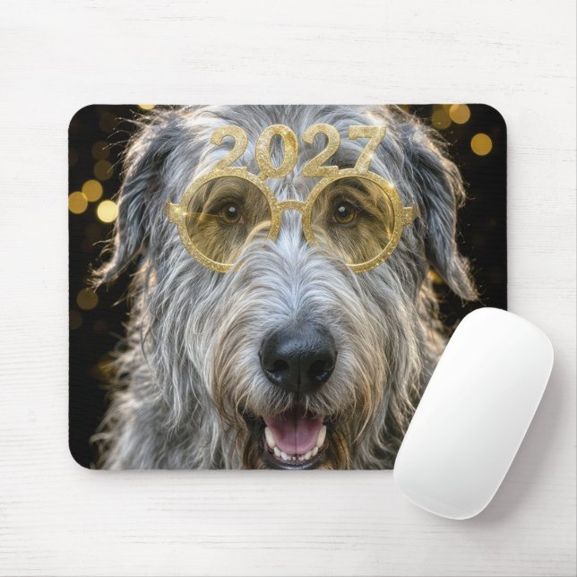 New Year 2027 Irish Wolfhound Mouse Mat (With Mouse)