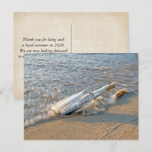 New Year 2027 Message in a Bottle  Holiday Postcard