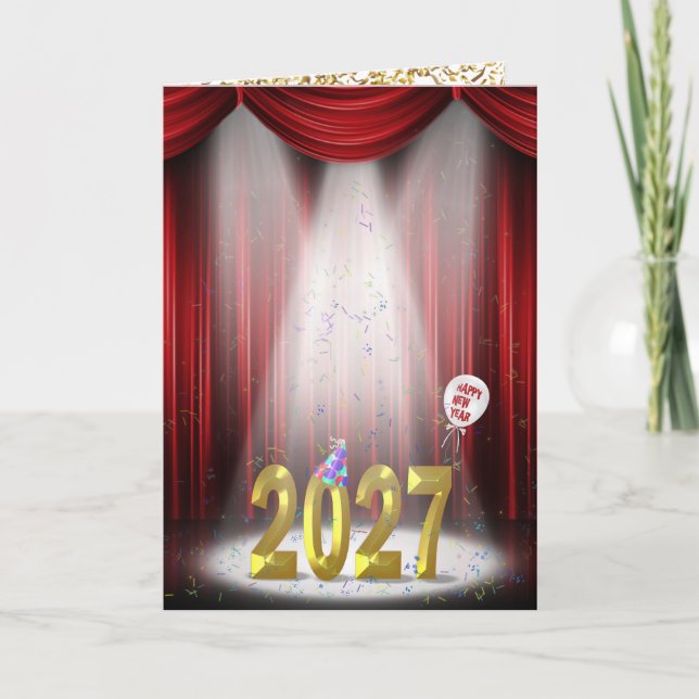 New Year 2027 On Stage In Spotlight Card (Front)