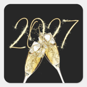 New Year 2027 Sparklers Square Sticker