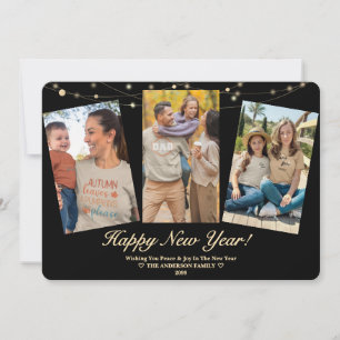 New Year 3 Photo Elegant Holiday Card