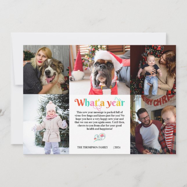 New Year 5 Photo Collage Grid Personalised Holiday (Front)