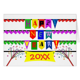 New Year Add Date Bright and Colourful Flags