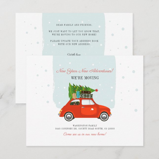 New Year Adventures Change of Address Moving Card (Front/Back)