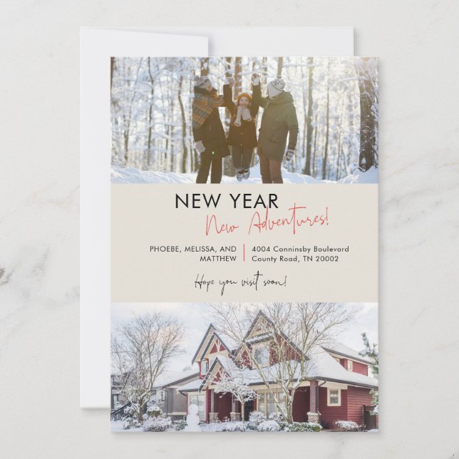 New Year Adventures Home Christmas Holiday Moving Announcement (Front)