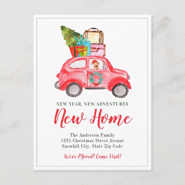 New Year Adventures Home Christmas Holiday Moving Announcement Postcard (Front)