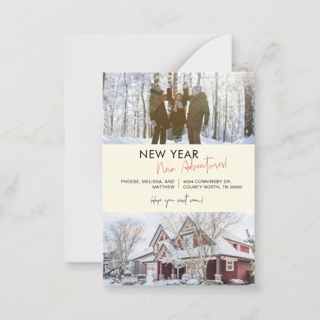 New Year Adventures Home Christmas Holiday Moving Card (Front)