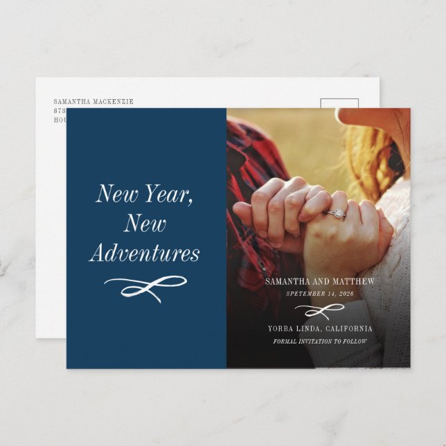 New Year Adventures Modern Save The Date Announcement Postcard (Front/Back)