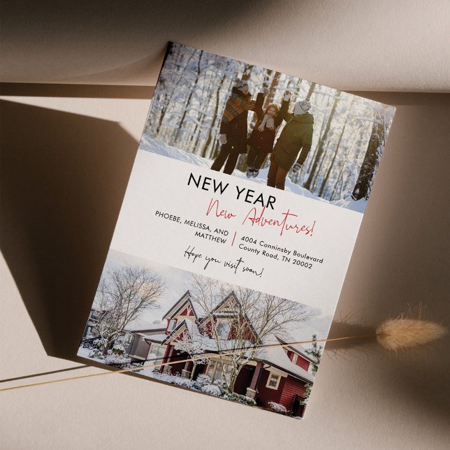 New Year Adventures We’ve Moved Address Moving Announcement (New Year New Home Moving Announcement Photo Card)
