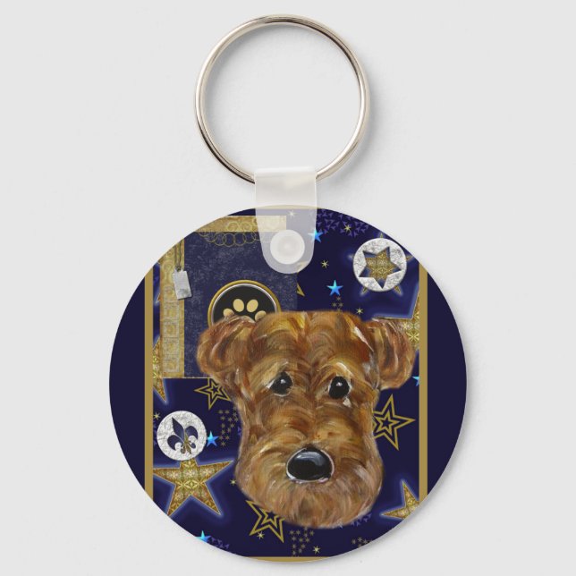 NEW YEAR AIREDALE KEY RING (Front)