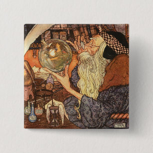 New Year Antique Father Time  15 Cm Square Badge