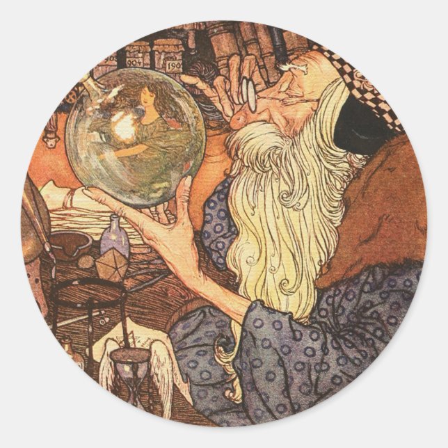 New Year Antique Father Time  Classic Round Sticker (Front)