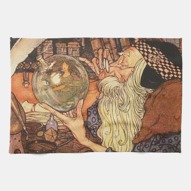 New Year Antique Father Time  Tea Towel (Horizontal)