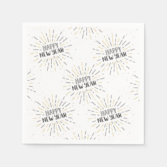 New Year Art Burst Graphic Happy New year Text Art Napkin (Front)