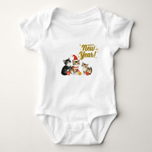 New Year Baby Bodysuit – Cute Christmas Cats Desig