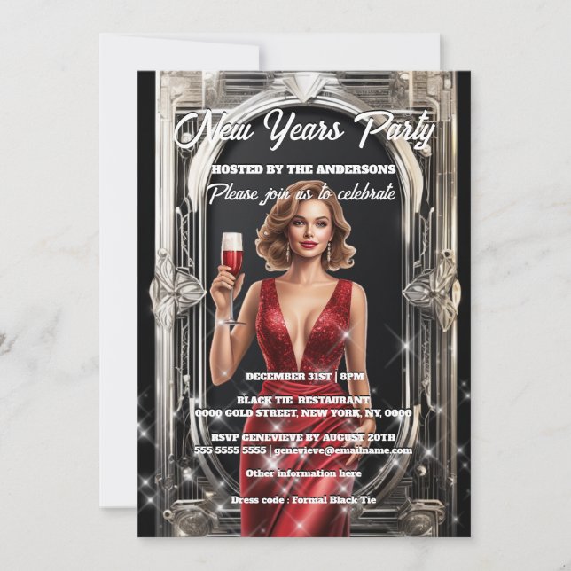 New Year bachelorette glitz glam singles party Invitation (Front)