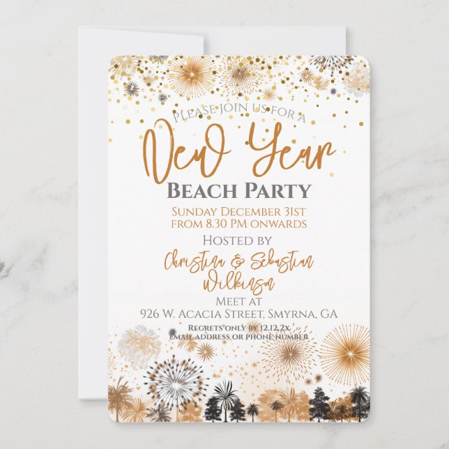 New Year Beach Party Invitation (Front)