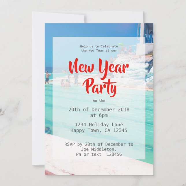 New Year  Beach Party Invitation (Front)