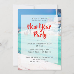 New Year  Beach Party Invitation