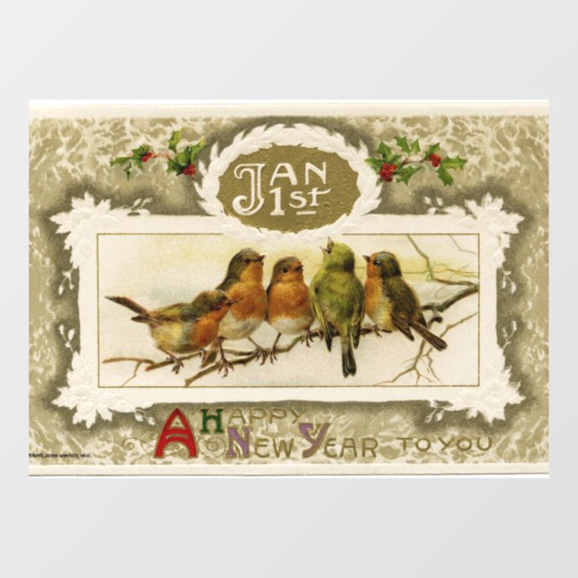 New Year Birds Window Cling (Sheet)