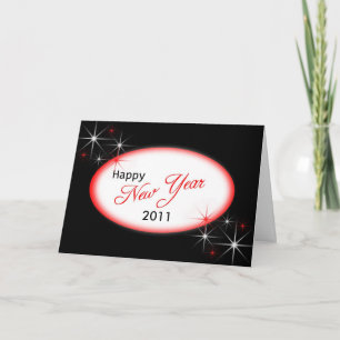 New Year black red sparkle, 2011 Holiday Card