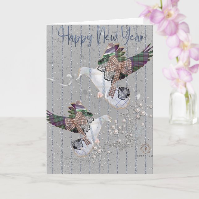 New Year Boganhues Print  Card (Orchid)