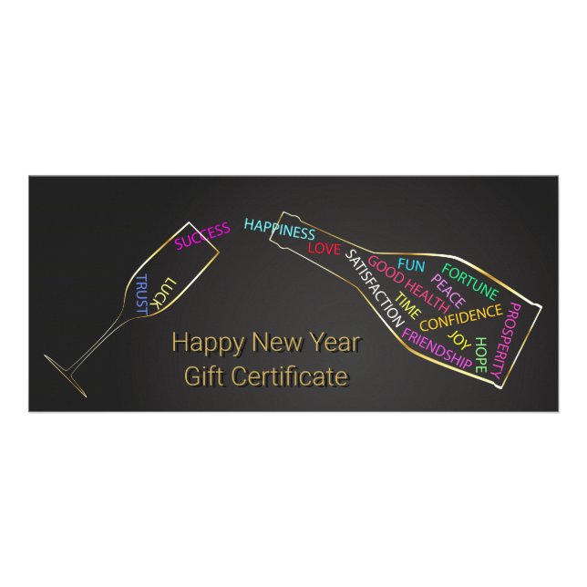 New Year Bottle Glass Colour Motivation Gift Card (Front)