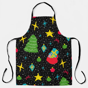 New Year bright seamless pattern with Christmas tr Apron