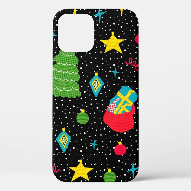New Year bright seamless pattern with Christmas tr Case-Mate iPhone Case (Back)