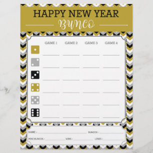 New Year Bunco Party Game Score Card