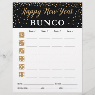 New Year Bunco Party Game Score Card