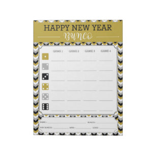 New Year Bunco Party Game Score Card Notepad