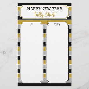 New Year Bunco Party Game Tally Sheet